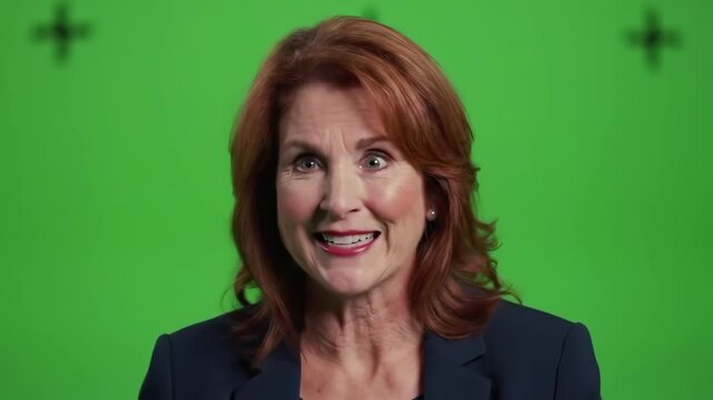 Woman Speaking on Green Screen.