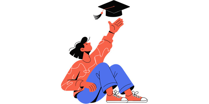 Graduation cap with tassel icon, representing student achievement, education, and academic success in a modern vector design.