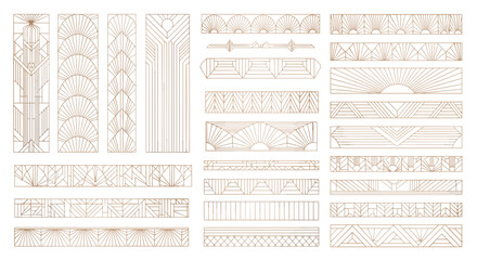Elegant art deco geometric borders and frames collection with floral motifs vintage ornamental design elements © Mirian
