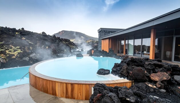 Geothermal Spa Retreat with Volcanic Landscape and Hot Springs.
