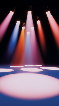 Stage Lighting and Colored Beams: Dramatic Illumination in Theatrical Spotlights for Event Production and Performance Area