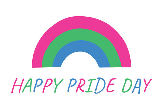 Colorful rainbow shape Polysexual pride flag Happy pride day LGBTQIA community Pride Month Vector hand drawn doodle for posters, stickers, logo, cards