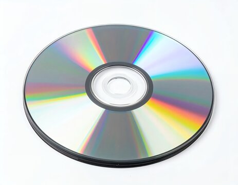 Shiny Compact Disc on White Background.