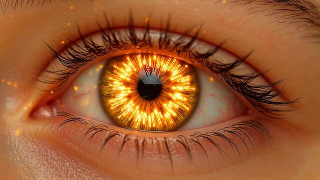 Closeup of an eye with glowing iris representing Generative AI and Creative Energy