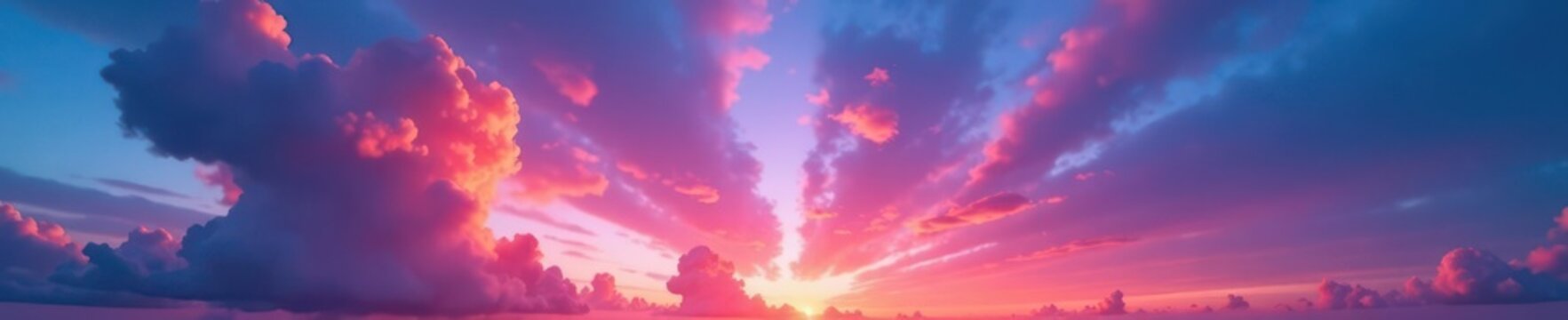 Rose-tinted clouds ablaze against a deep azure sky at dusk , rose, sunset