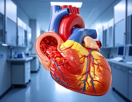 Anatomical Heart Model in a Medical Laboratory Setting.