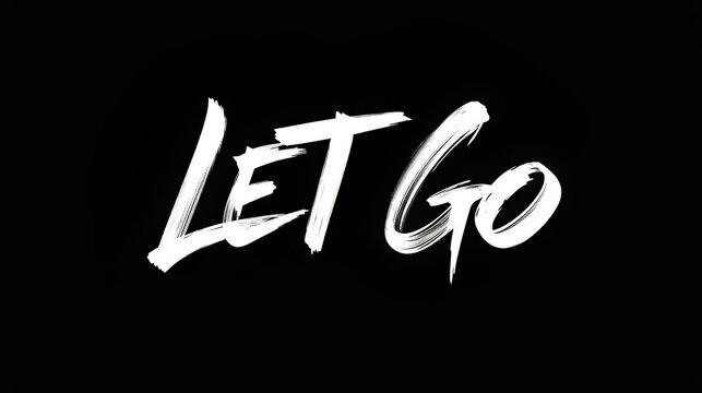Handwritten white let go motivational quote on black chalkboard background for inspiration and positivity