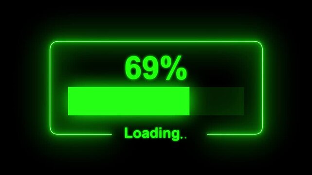 Abstract Loading Progress Bar from 0 to 69%. Digital loading bar percent of 69 Update Software Computer Program Upgrade Business Technology Internet, Update on virtual screen.