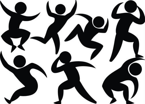 Dynamic silhouettes of people in various active poses suggesting movement and energy.