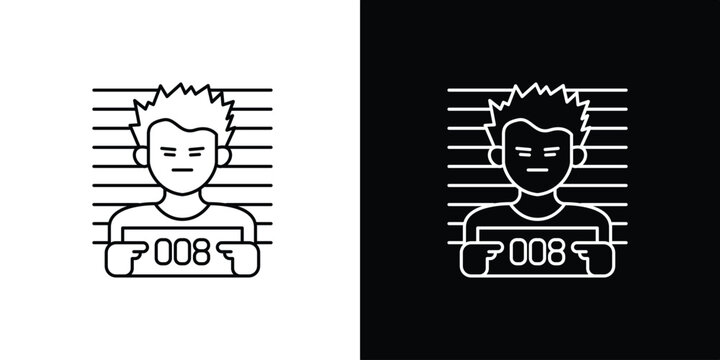 Single icon of criminal identification mugshot lineup record with number