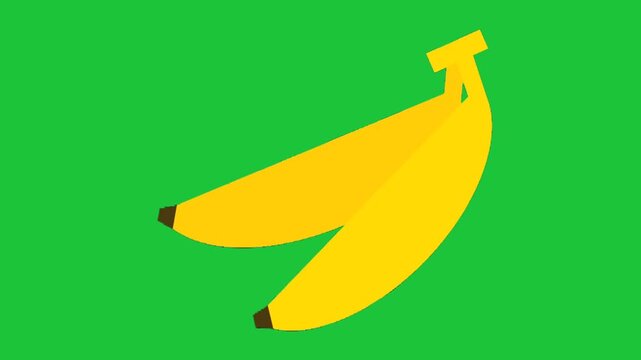 banana fruit animation isolated on green background fresh tropical organic healthy food loop motion