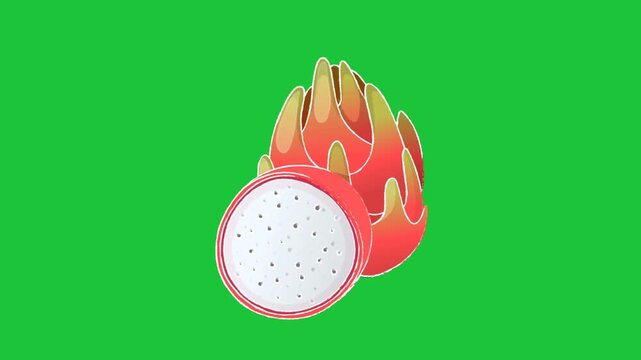dragon fruit animation isolated on green background fresh tropical organic healthy food loop motion