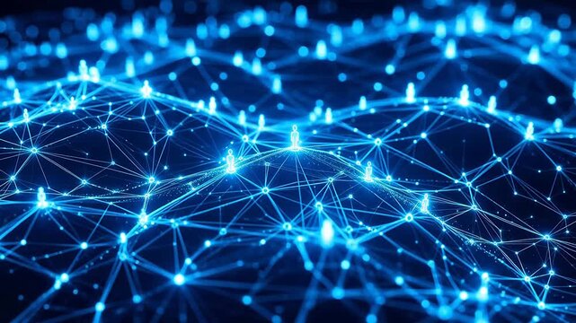 Blue network connections with human icons for Digital Transformation and Cyber Infrastructure