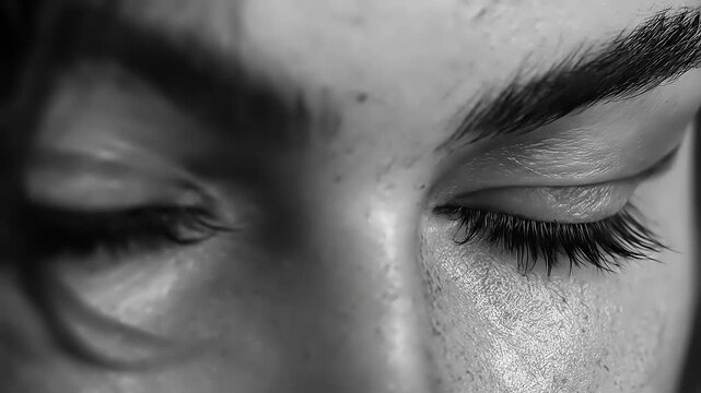 Introspective Gaze: An Exploration of Emotion in Black and White, a Detailed Close-Up Captures Humanity