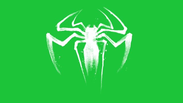 white spider emblem on green background with grunge texture creating bold abstract motion loop video