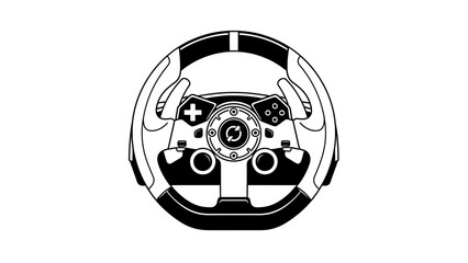 Gaming racing wheel icon, simulator steering wheel vector illustration isolated on white. © Hafiz