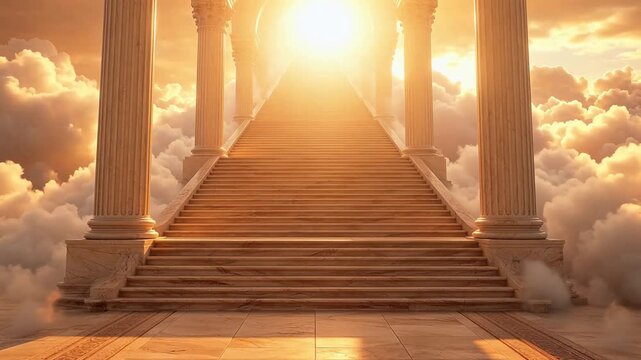 Stairway to the sky with columns for Digital Transformation and Cyber Infrastructure