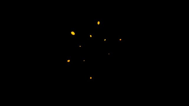 yellow glowing spark burst on dark background abstract energy flare animation seamless loop motion