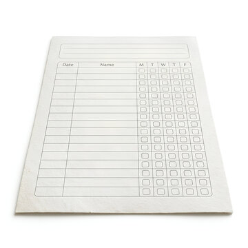 Blank white paper sheet with lines and boxes for notes and records.