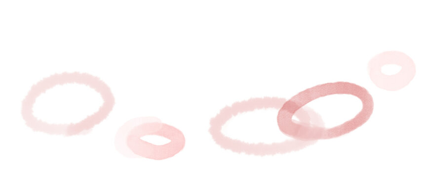 水彩で描いたにじむピンクや赤の葉のような水玉のテクスチャイラスト	