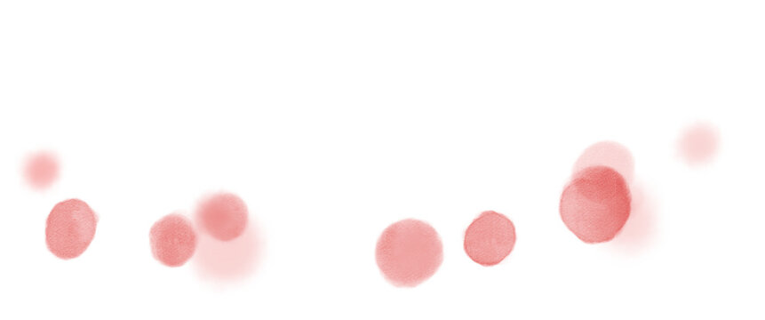 舞い散る花のようなピンクや赤のふわふわな滲んだドットあしらいイラスト	