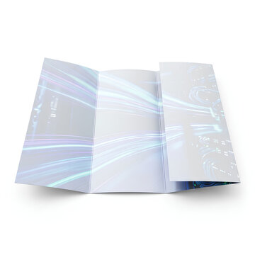 Brochure with abstract design showcasing modern marketing and information.