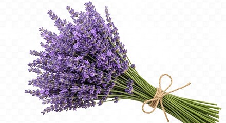 Fresh lavender bouquet on white background showing vibrant floral detail © Lalapan