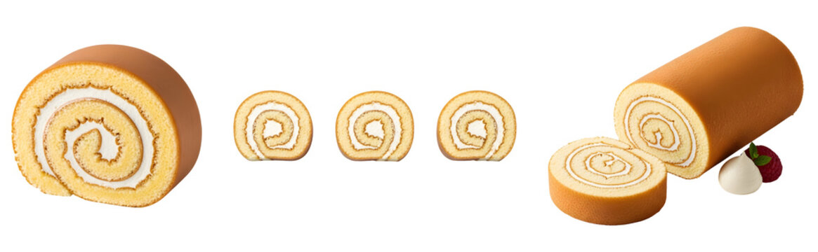 A set of Swiss rolls on a transparent background
