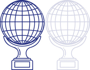 Fototapeta premium Globe Trophy Icon Set in Blue and Light Grey Outline Style