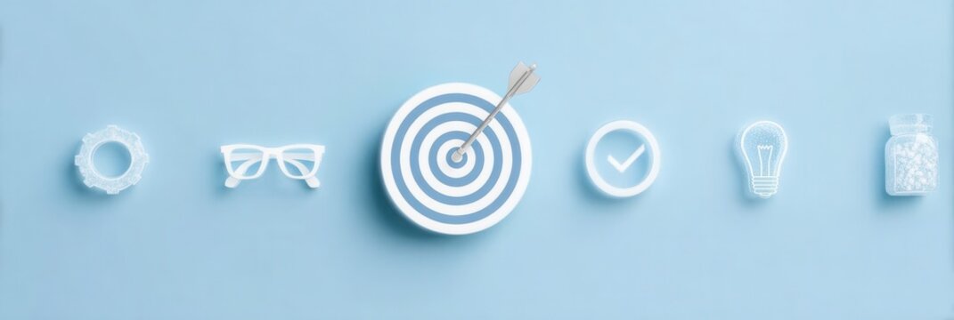 Effective planning and a smart strategy lead to performance and progress, hitting the target to achieve a goal defined by success.