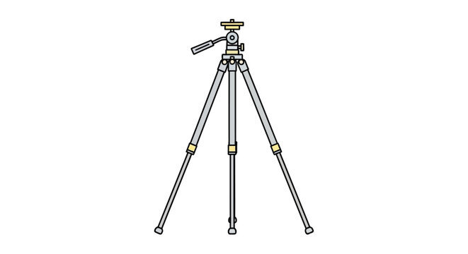 Simple vector illustration of a camera tripod on a clean white background.