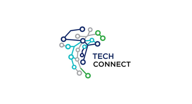 Tech Connect logo with abstract network structure and nodes on white background
