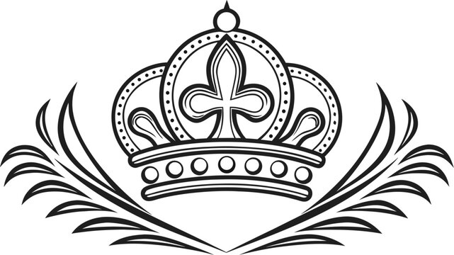 Black and white of monaco coat of arms with crown and wavy border