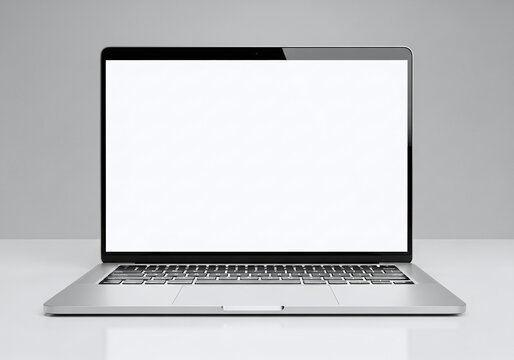 Isolated laptop mockup without background with blank screen. Stock royalty free