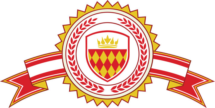 Golden monaco coat of arms with red and yellow ribbon