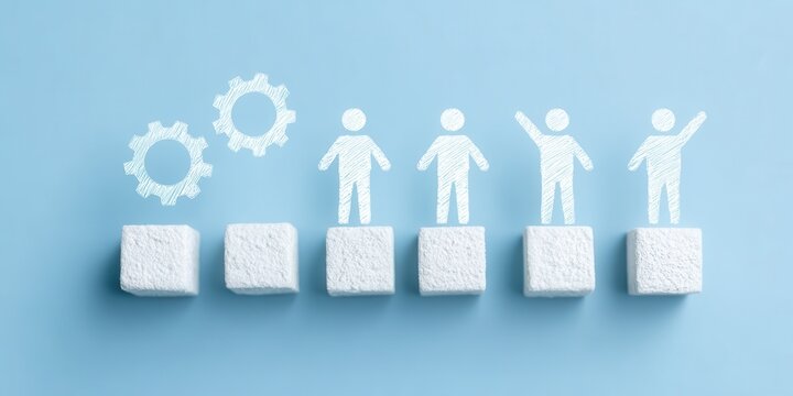 Leadership creates motivation, teamwork supports the goal, and progress eventually leads to great success and achievement.