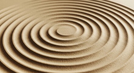 Fototapeta premium Circular sand patterns symbolize tranquility and focus in a minimalist zen garden setting