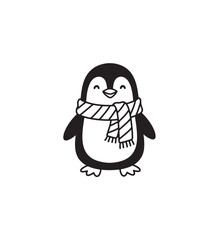 Obraz premium Cute Penguin Wearing a Scarf.
