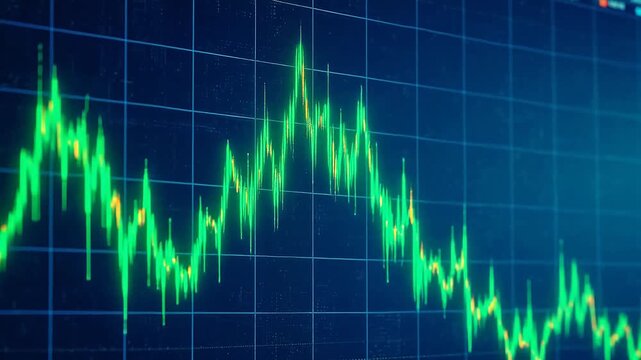 Stock market chart with fluctuating lines for Corporate Strategy and Fintech Analytics