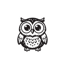 Fototapeta premium Cartoon owl with big eyes standing.