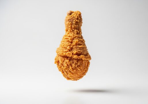 Crispy fried chicken drumstick isolated on white background