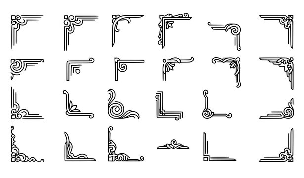 Collection of decorative corner accents and borders for elegant framing