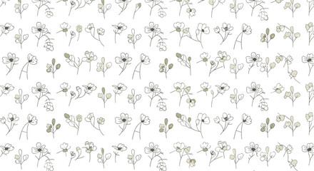 Fototapeta premium Delicate floral pattern with small flowers and leaves, seamless background texture.
