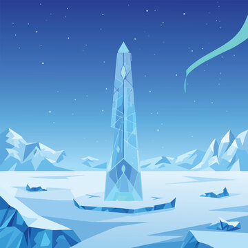 Large Iceberg in Frozen Landscape.