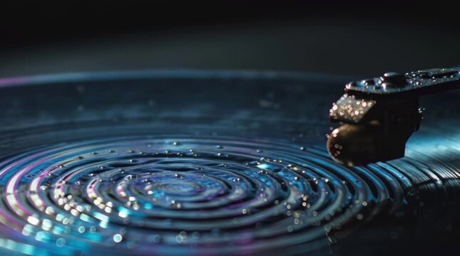 A stone skipping on rippling water surface.