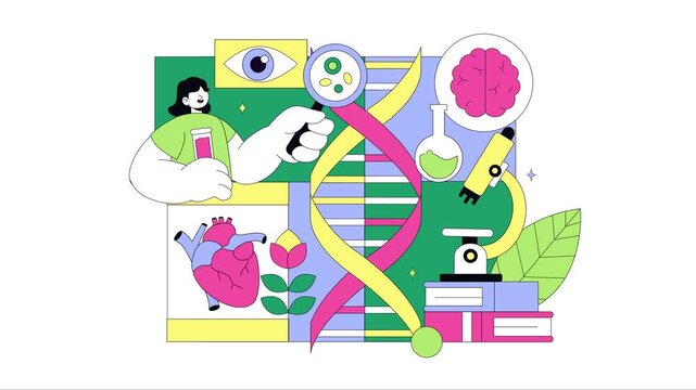 Animation of Biology and DNA Gene Molecule Illustration