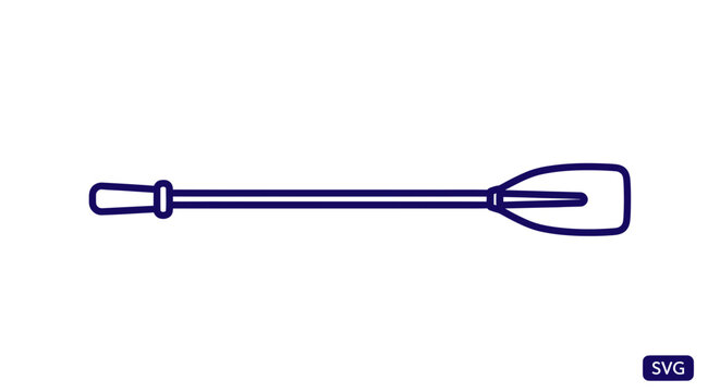 Simple Line Art Icon of a Rowing Oar on White Background
