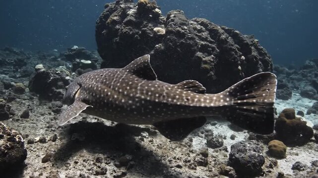 Coelacanth swimming gracefully in the deep ocean environment