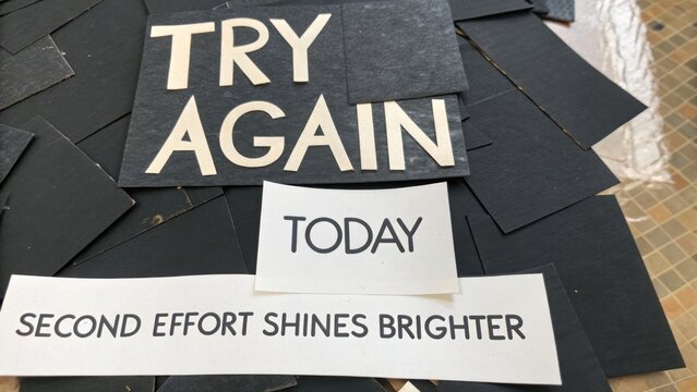 Inspirational Motivational Message on Black Background with Bold White Text Encouraging Persistence and Resilience in Life