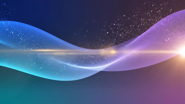 Abstract flowing wave of light and particles in blue and purple hues, seamless motion background ideal for technology and futuristic concepts